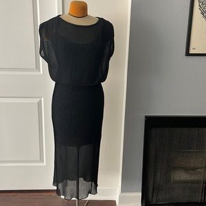 Anthropologie Pleated Dress in Black Size Small - MIDI length